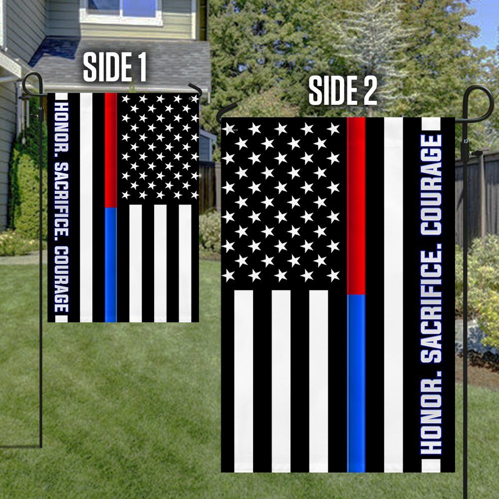 Thin Red Blue Line Flag Firefighter Police Honor Sacrifice Courage TQN288F - Image 6