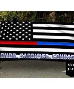 thin red blue line grommet flag firefighter police honor sacrifice courage tqn288gf 1423