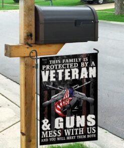 this family is protected by a veteran &amp guns flag 6032