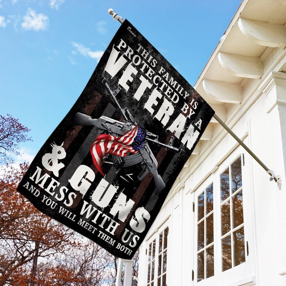 This Family is Protected By a Veteran & Guns Flag - Image 2