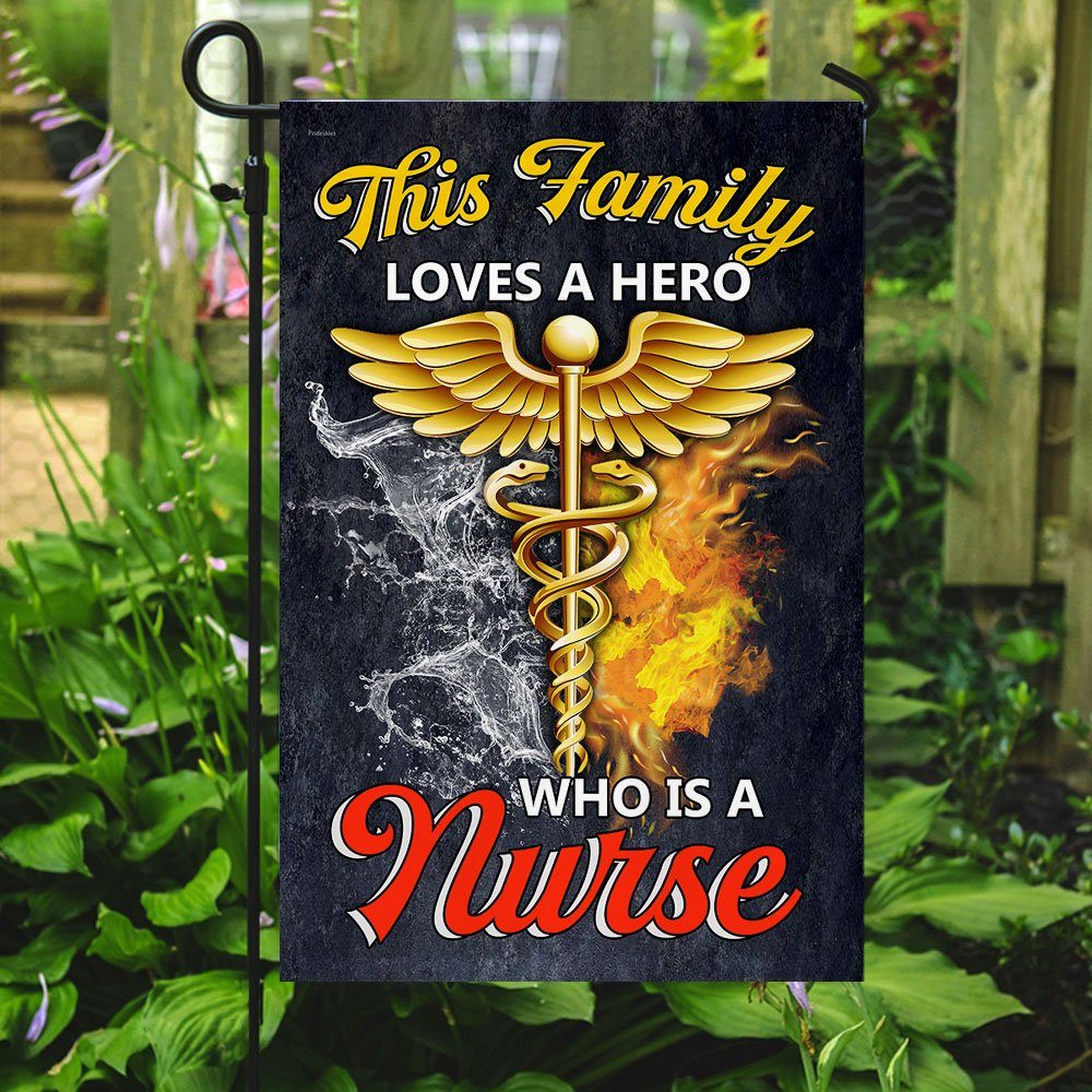 This Family Loves A Hero Who Is A Nurse Flag - Image 7