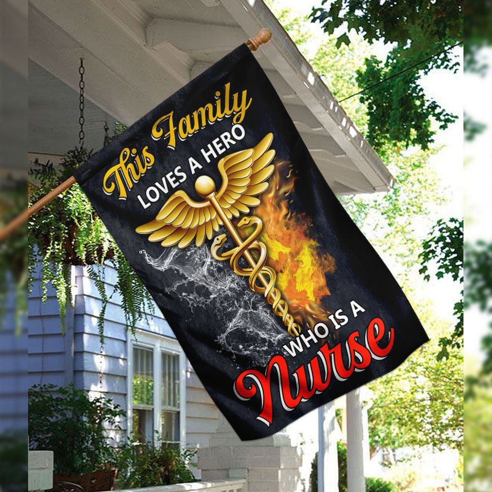 This Family Loves A Hero Who Is A Nurse Flag - Image 3