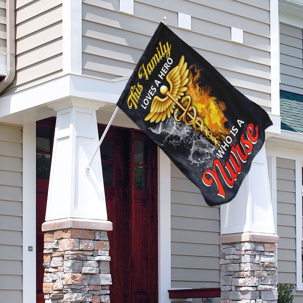 This Family Loves A Hero Who Is A Nurse Flag - Image 4