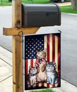 three cats american flag 4960
