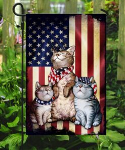 three cats american flag 6663