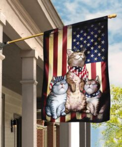 three cats american flag 6771