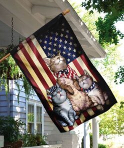 three cats american flag 7209