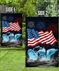three dolphins happy independence day flag 1416