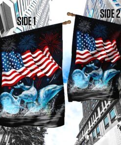 three dolphins happy independence day flag 2086