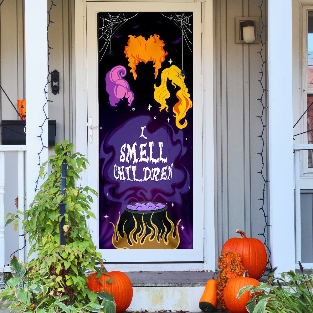 Three Witches Halloween I Smell Children Door Cover MLN541D - Image 5