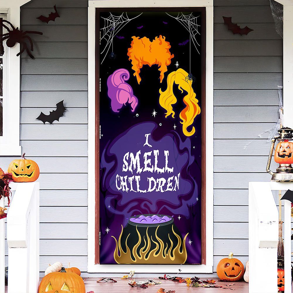 Three Witches Halloween I Smell Children Door Cover MLN541D