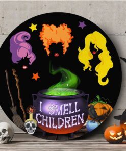 three witches l smell children halloween round wooden sign mln551wd 6338