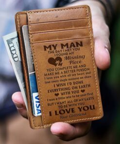To My Boyfriend Card Wallet, Front Pocket Wallets For Men, Gifts From Girlfriend, Birthday, Valentines, Christmas Gifts, Leather Wallet For Men, Card Wallet BNN642CW