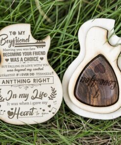 to my boyfriend wooden guitar pick box, gift for him, gift from girlfriend to boyfriend, christmas gift for him, birthday gift for men tqn672pb 2049