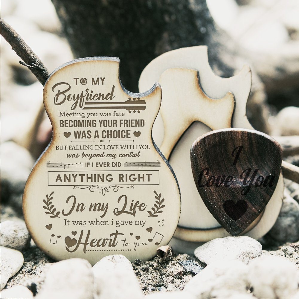 To My Boyfriend Wooden Guitar Pick Box, Gift For Him, Gift From Girlfriend To Boyfriend, Christmas Gift For Him, Birthday Gift For Men TQN672PB