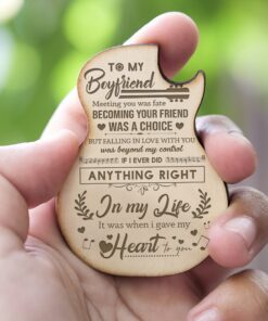 to my boyfriend wooden guitar pick box, gift for him, gift from girlfriend to boyfriend, christmas gift for him, birthday gift for men tqn672pb 7188