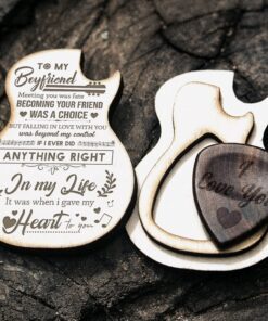 to my boyfriend wooden guitar pick box, gift for him, gift from girlfriend to boyfriend, christmas gift for him, birthday gift for men tqn672pb 8085