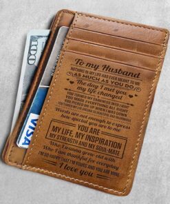 To My Husband, Front Pocket Wallets For Men, Card Wallet For Husband, Boyfriend, Birthday, Valentines, Christmas Gifts, Leather Wallet For Men, Card Wallet BNN645CW