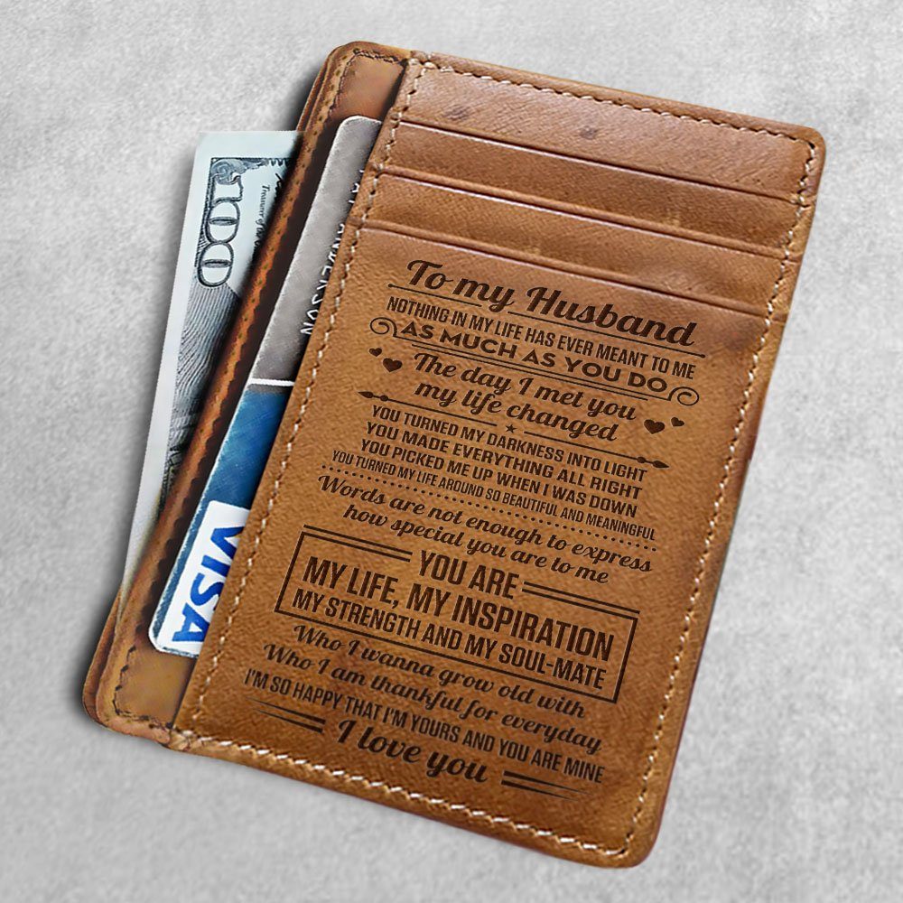 To My Husband, Front Pocket Wallets For Men, Card Wallet For Husband, Boyfriend, Birthday, Valentines, Christmas Gifts, Leather Wallet For Men, Card Wallet BNN645CW