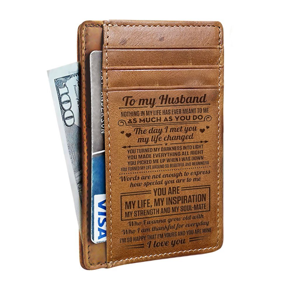 To My Husband, Front Pocket Wallets For Men, Card Wallet For Husband, Boyfriend, Birthday, Valentines, Christmas Gifts, Leather Wallet For Men, Card Wallet BNN645CW - Image 3