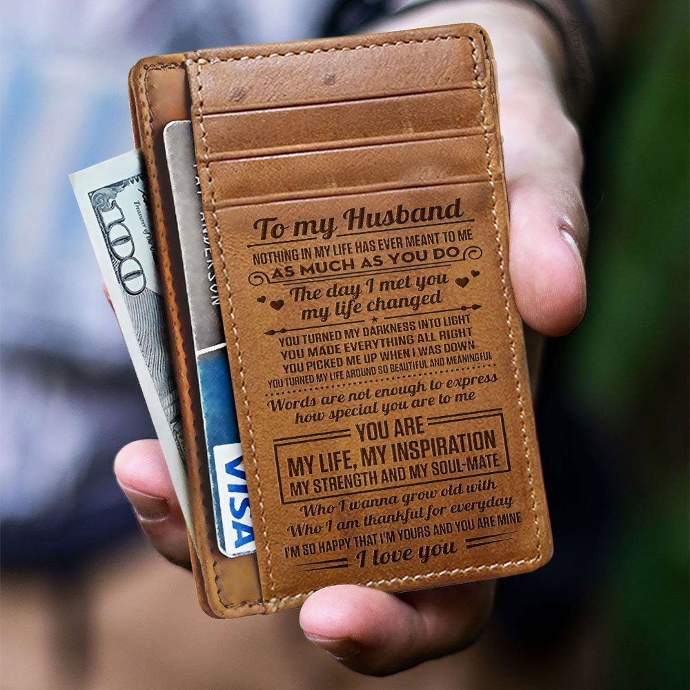 To My Husband, Front Pocket Wallets For Men, Card Wallet For Husband, Boyfriend, Birthday, Valentines, Christmas Gifts, Leather Wallet For Men, Card Wallet BNN645CW - Image 2