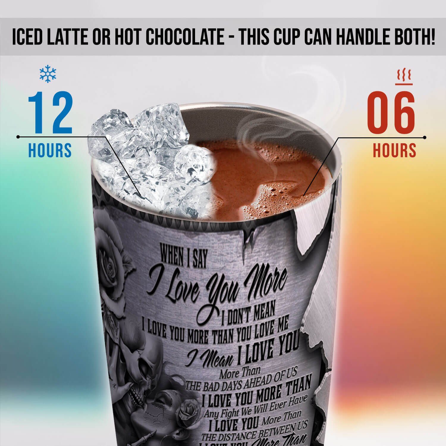 To My Love. Skull Couple In Love For Girlfriend Boyfriend Tumbler 20oz THB3106TU - Image 6