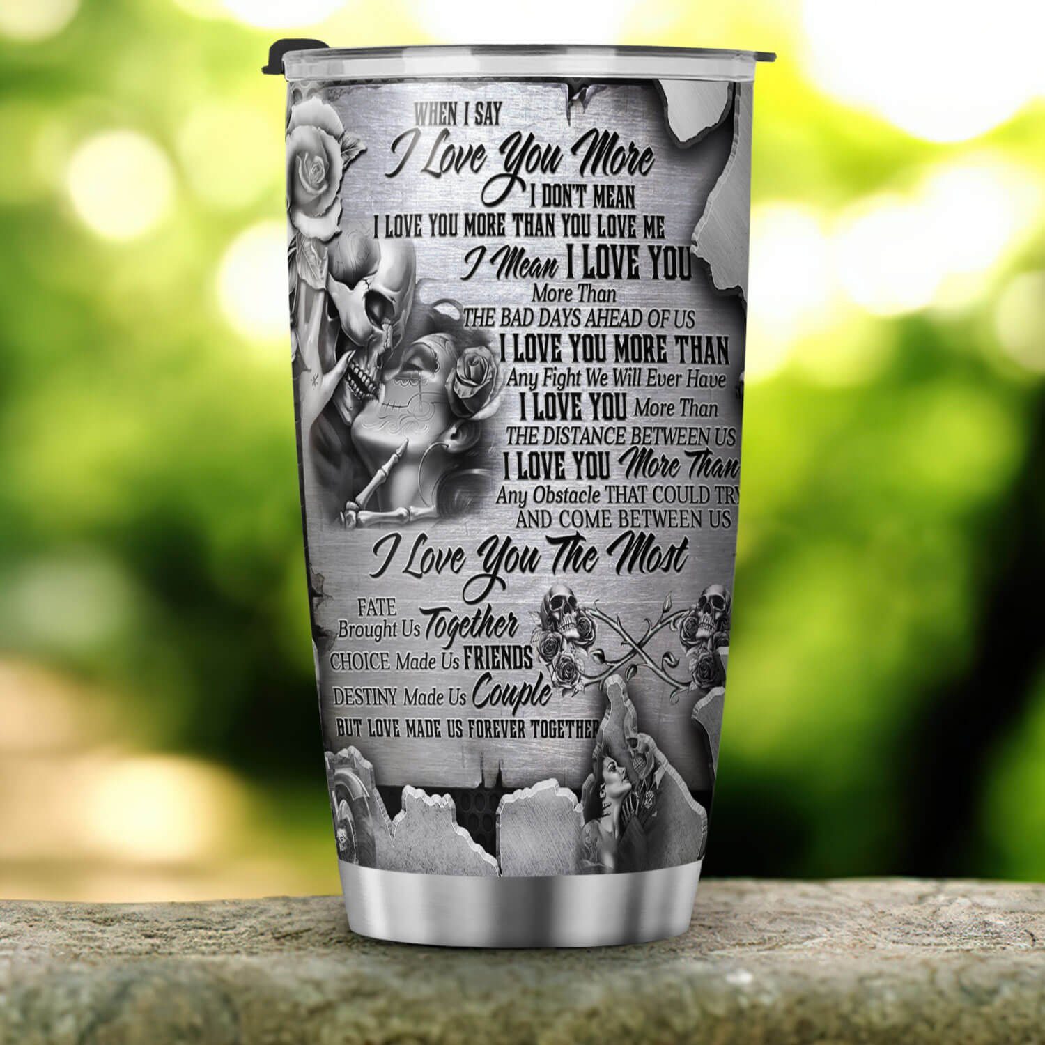 To My Love. Skull Couple In Love For Girlfriend Boyfriend Tumbler 20oz THB3106TU - Image 4