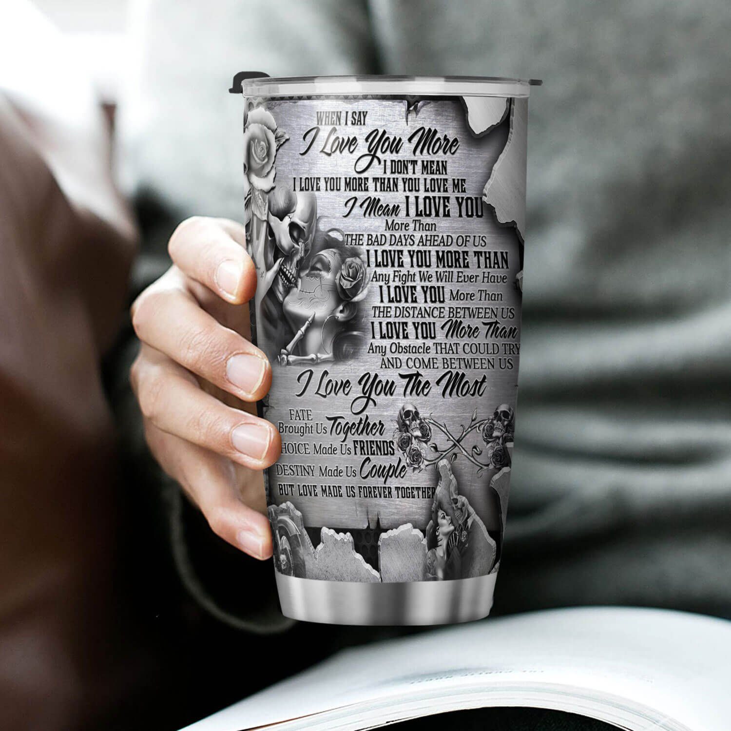 To My Love. Skull Couple In Love For Girlfriend Boyfriend Tumbler 20oz THB3106TU - Image 3