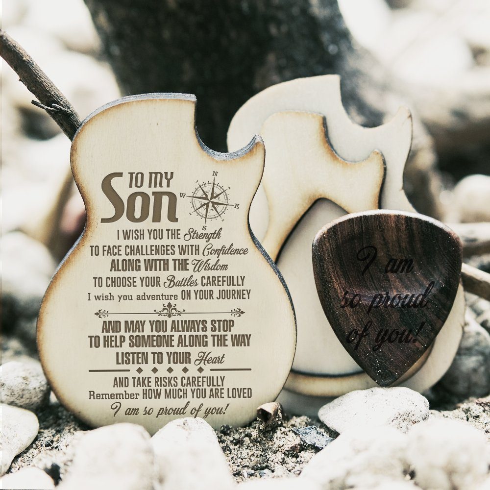 To My Son Wooden Pick Box, Guitar Pick Box For Son, Guitar Pick Gift From Mom To Son, Dad Mom Gifts To Son, Christmas Birthday Gifts MLN711PB - Image 3