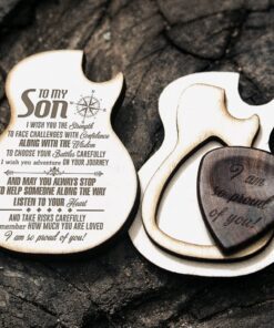 To My Son Wooden Pick Box, Guitar Pick Box For Son, Guitar Pick Gift From Mom To Son, Dad Mom Gifts To Son, Christmas Birthday Gifts MLN711PB
