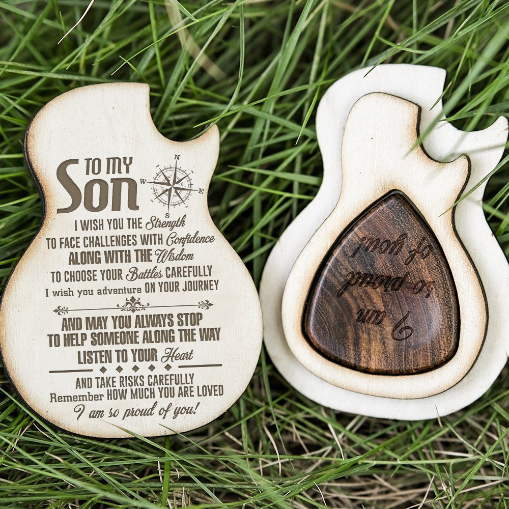 To My Son Wooden Pick Box, Guitar Pick Box For Son, Guitar Pick Gift From Mom To Son, Dad Mom Gifts To Son, Christmas Birthday Gifts MLN711PB - Image 4