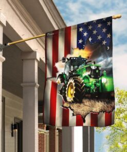 Tractor Farmer American Flag