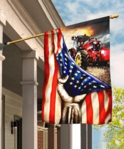 Tractor Farmer American Flag