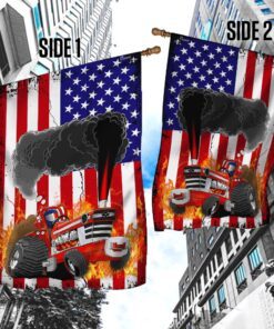 tractor pulling american flag 3870