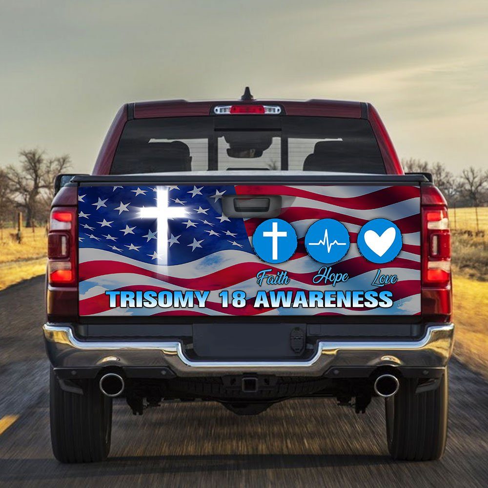 Trisomy 18 Awareness Faith Hope Love Truck Tailgate Decal Sticker Wrap QNN585TD