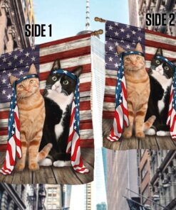 tuxedo and orange tabby cat flag charming dog ntb216fv28 6366