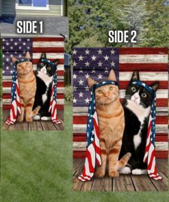 tuxedo and orange tabby cat flag charming dog ntb216fv28 6865