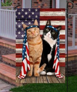 tuxedo and orange tabby cat flag charming dog ntb216fv28 8413