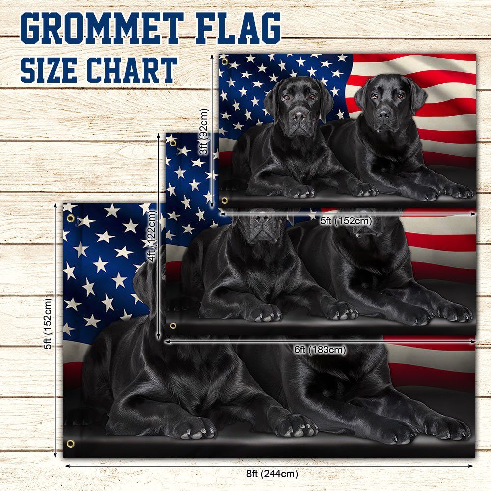 Two Black Labs Grommet Flag Labrador Retriever American Flag TQN97GFv1 - Image 5