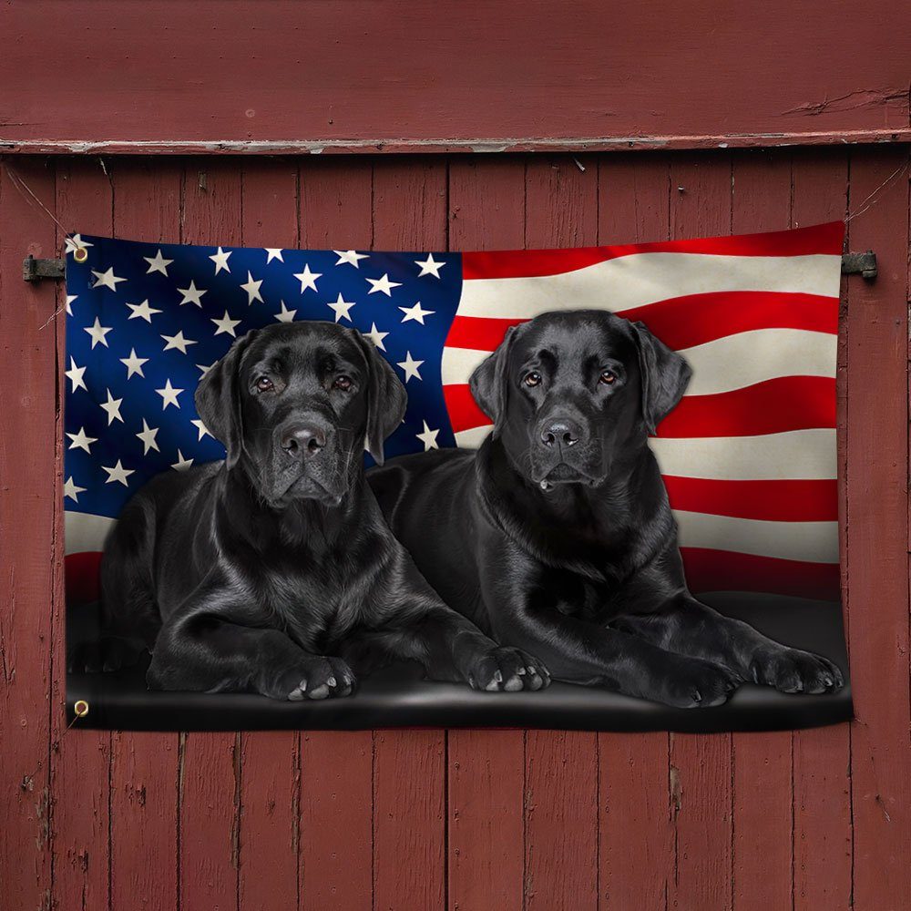 Two Black Labs Grommet Flag Labrador Retriever American Flag TQN97GFv1 - Image 3