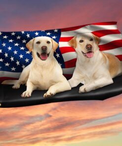 Two Yellow Labs Grommet Flag Labrador Retriever American Flag TQN97GF