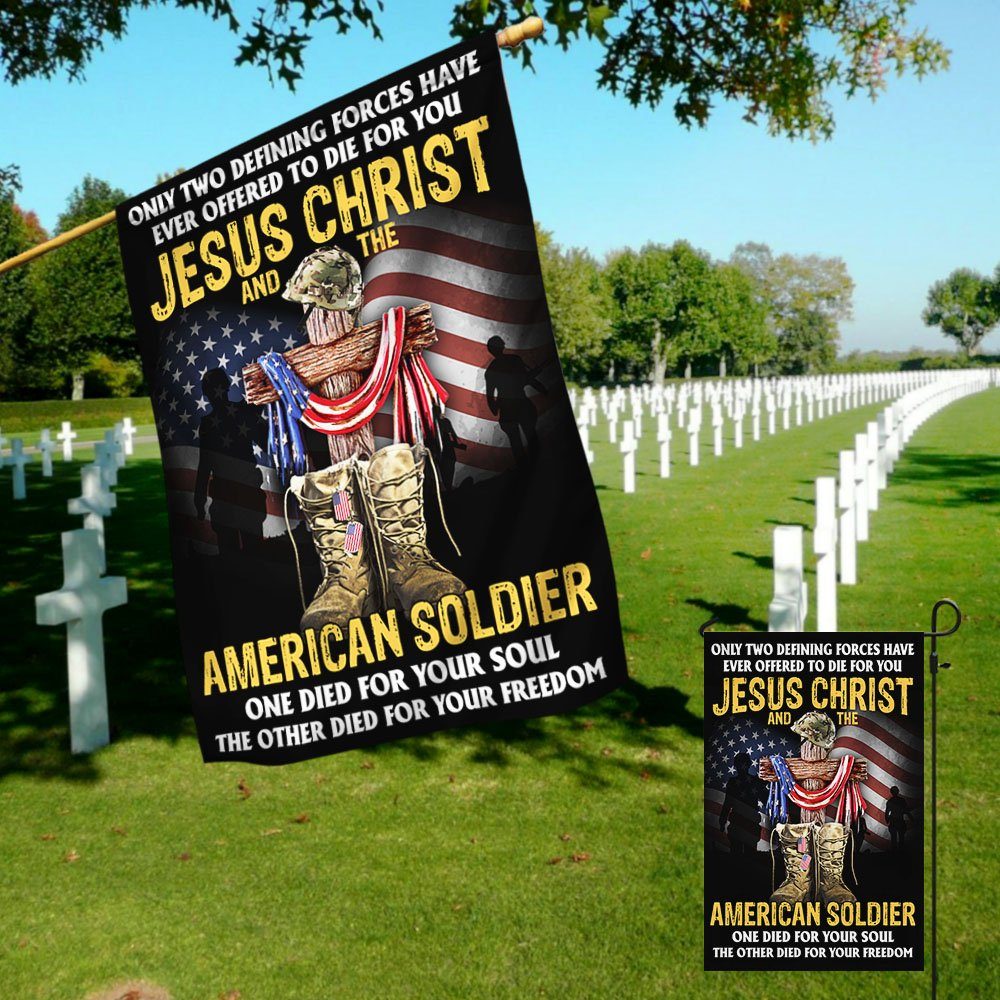 U.S. Veteran Day Flag Jesus Christ And The American Soldier TQN1013F - Image 6