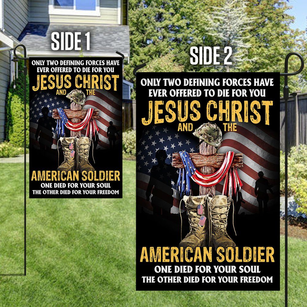 U.S. Veteran Day Flag Jesus Christ And The American Soldier TQN1013F - Image 4