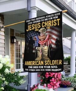 U.S. Veteran Day Flag Jesus Christ And The American Soldier TQN1013F