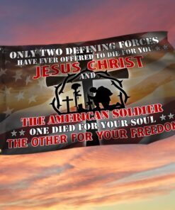U.S. Veteran Day Jesus And Soldiers Grommet Flag MBH194GF
