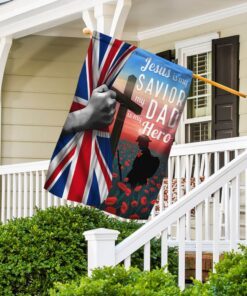 UK Veteran Flag Jesus Is My Savior My Dad Is My Hero TTV328Fv1