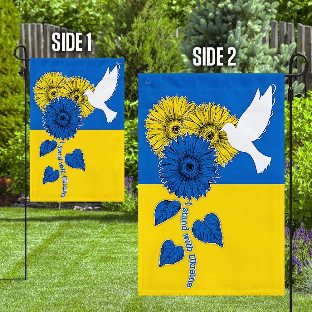 Ukraine Flag, I Stand With Ukraine, Peace For Ukraine, Sunflowers and White Dove TQN58F - Image 6
