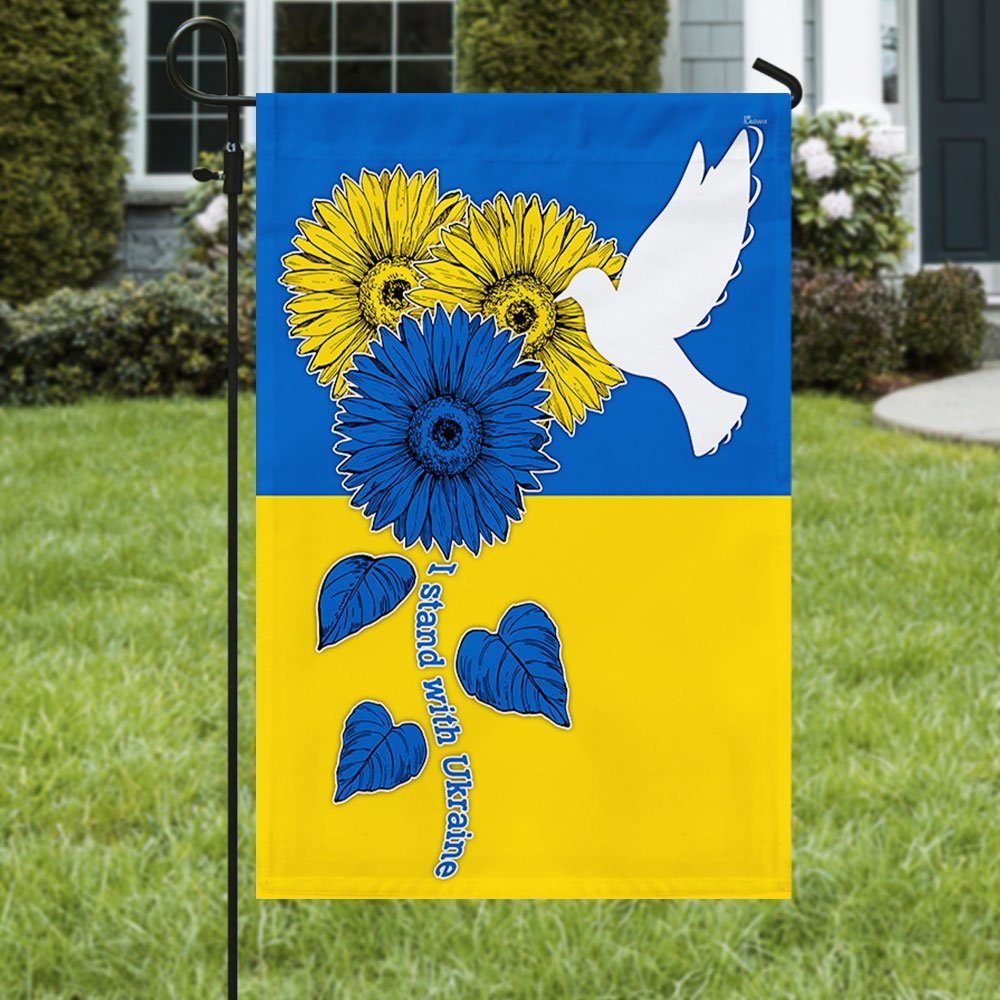Ukraine Flag, I Stand With Ukraine, Peace For Ukraine, Sunflowers and White Dove TQN58F - Image 5