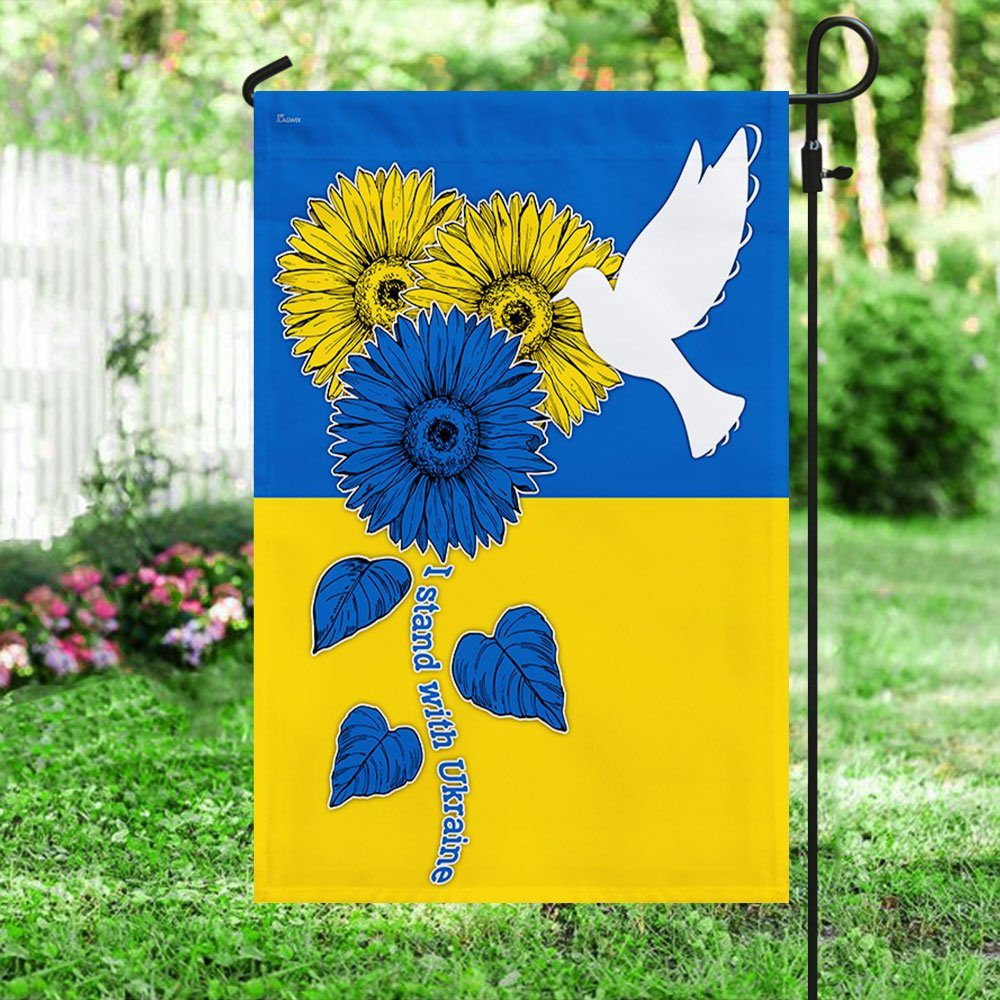 Ukraine Flag, I Stand With Ukraine, Peace For Ukraine, Sunflowers and White Dove TQN58F - Image 4