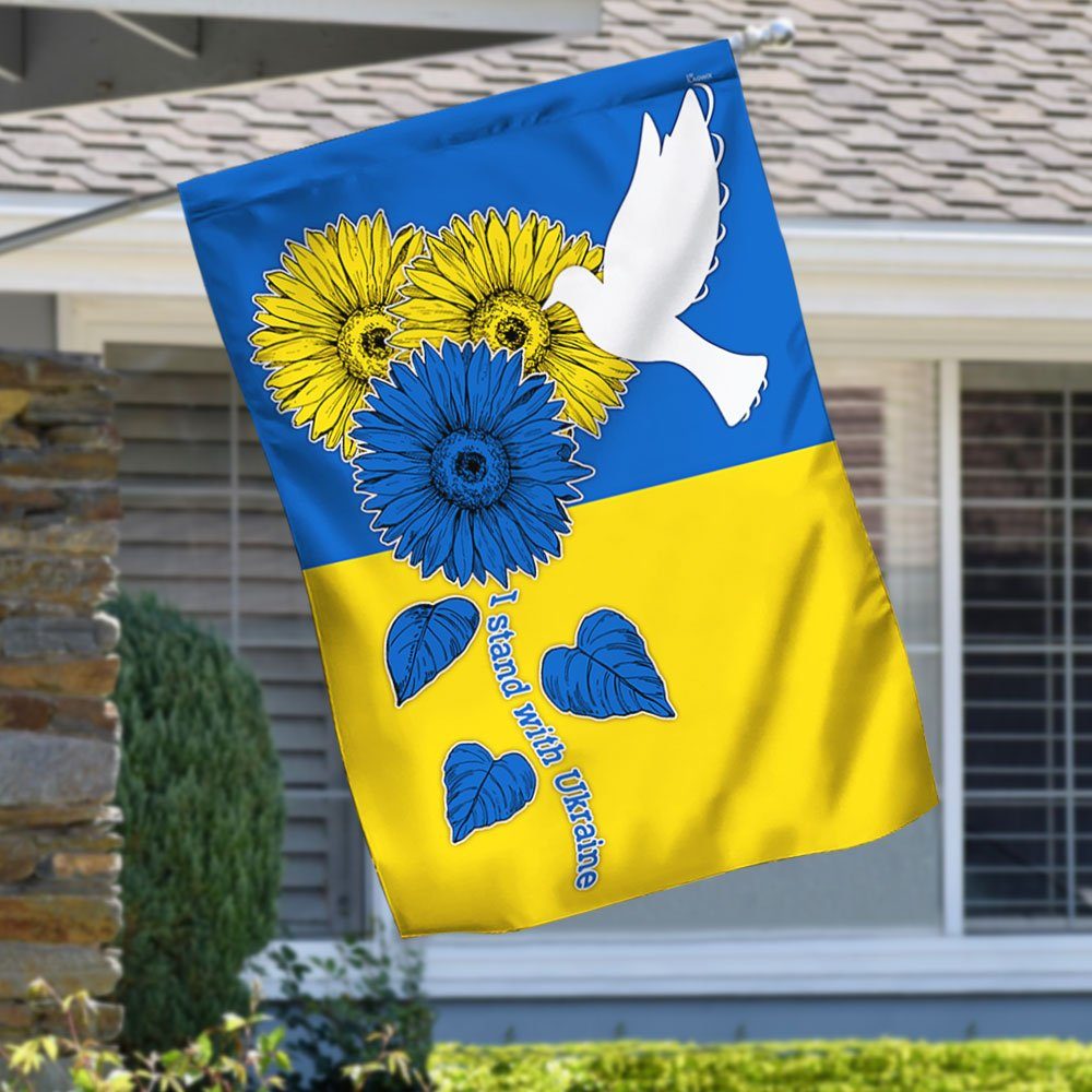 Ukraine Flag, I Stand With Ukraine, Peace For Ukraine, Sunflowers and White Dove TQN58F - Image 2